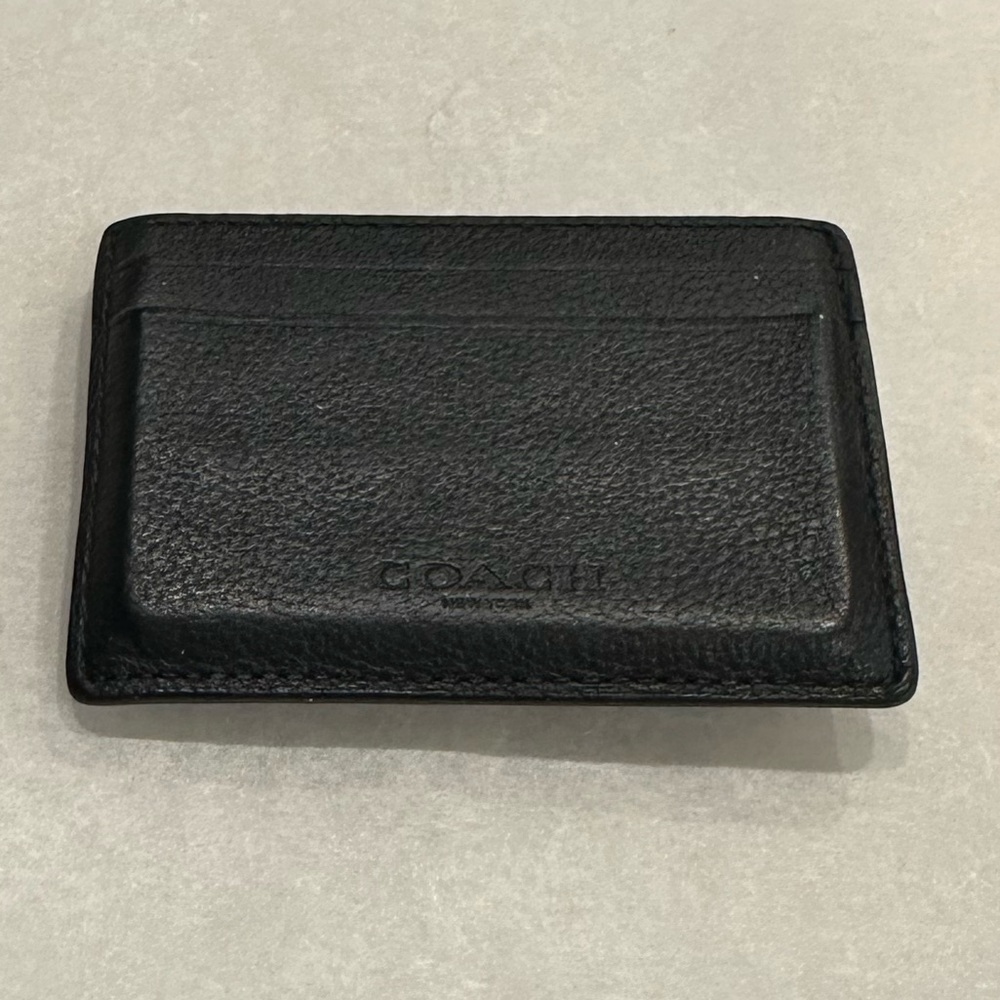 COACH Men’s Black Leather Card Wallet Money Clip